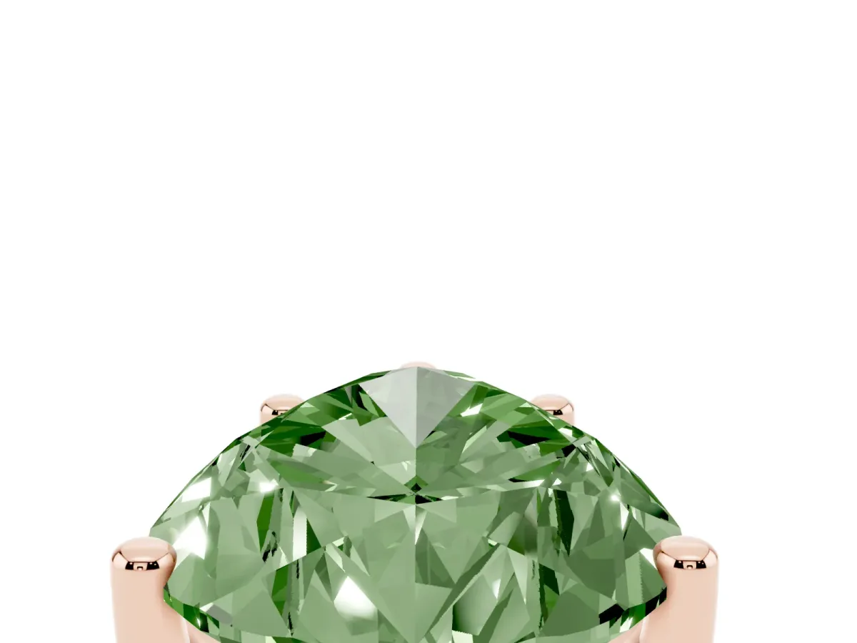 Fancy Green Pear Cut Cut Diamond Solitaire Engagement Ring with Tapered Plain Band and Four-Prong Setting Rose gold
