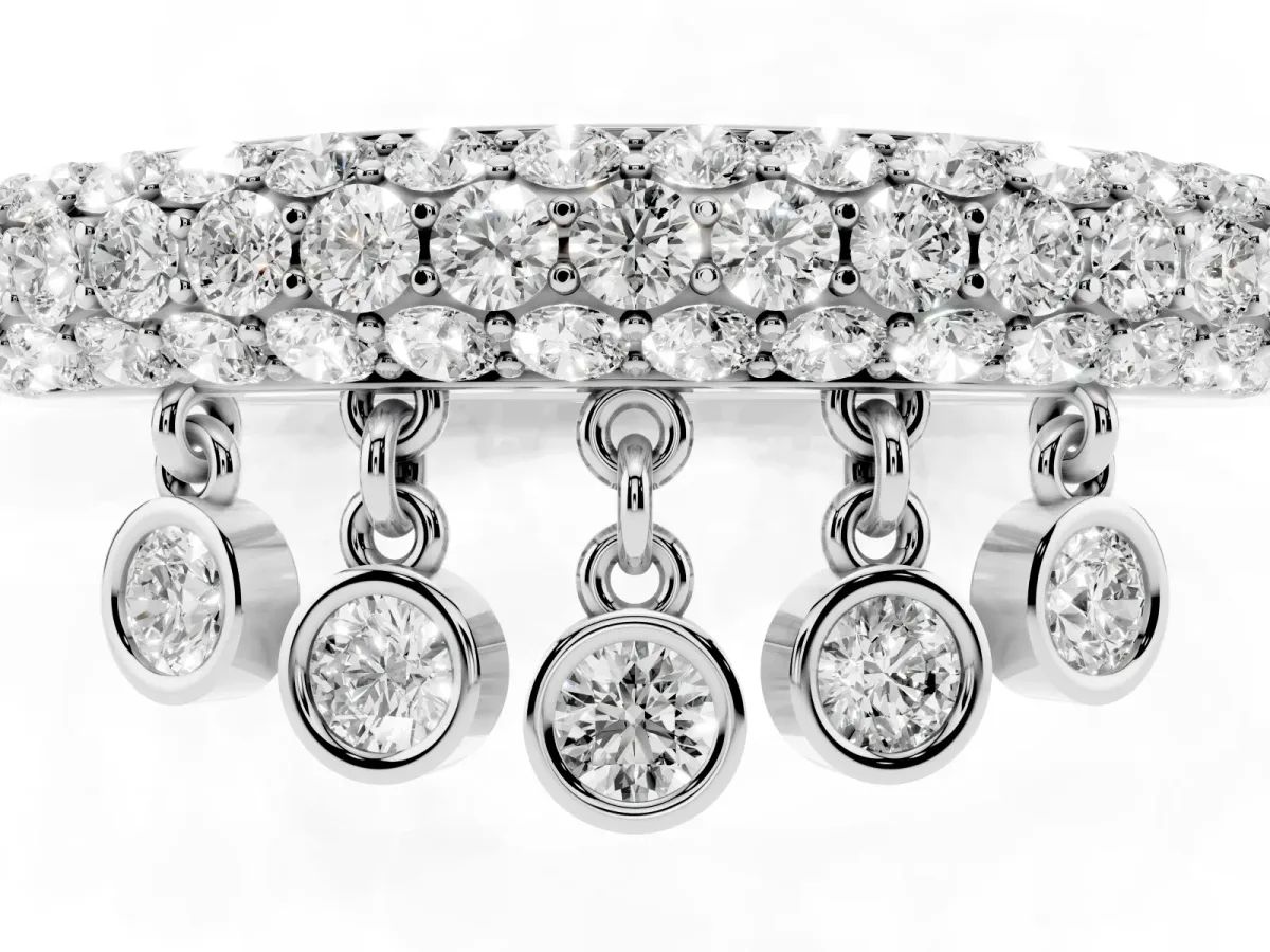 Round Diamond Dangle Promise Ring with Round Diamond Pavé Platinum