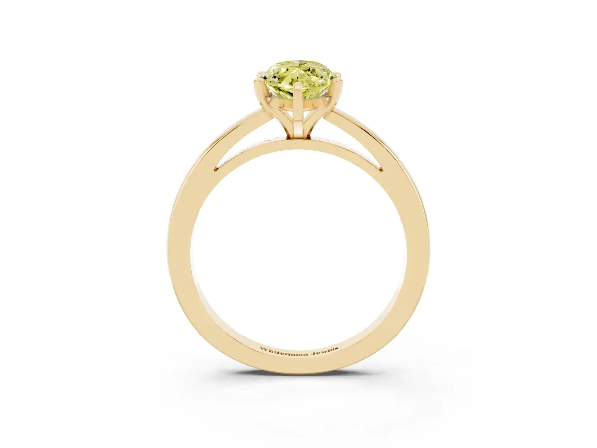 Fancy Yellow Marquise Cut Solitaire Diamond Engagement Ring with Four-Prong Setting on a Classic Band Yellow gold