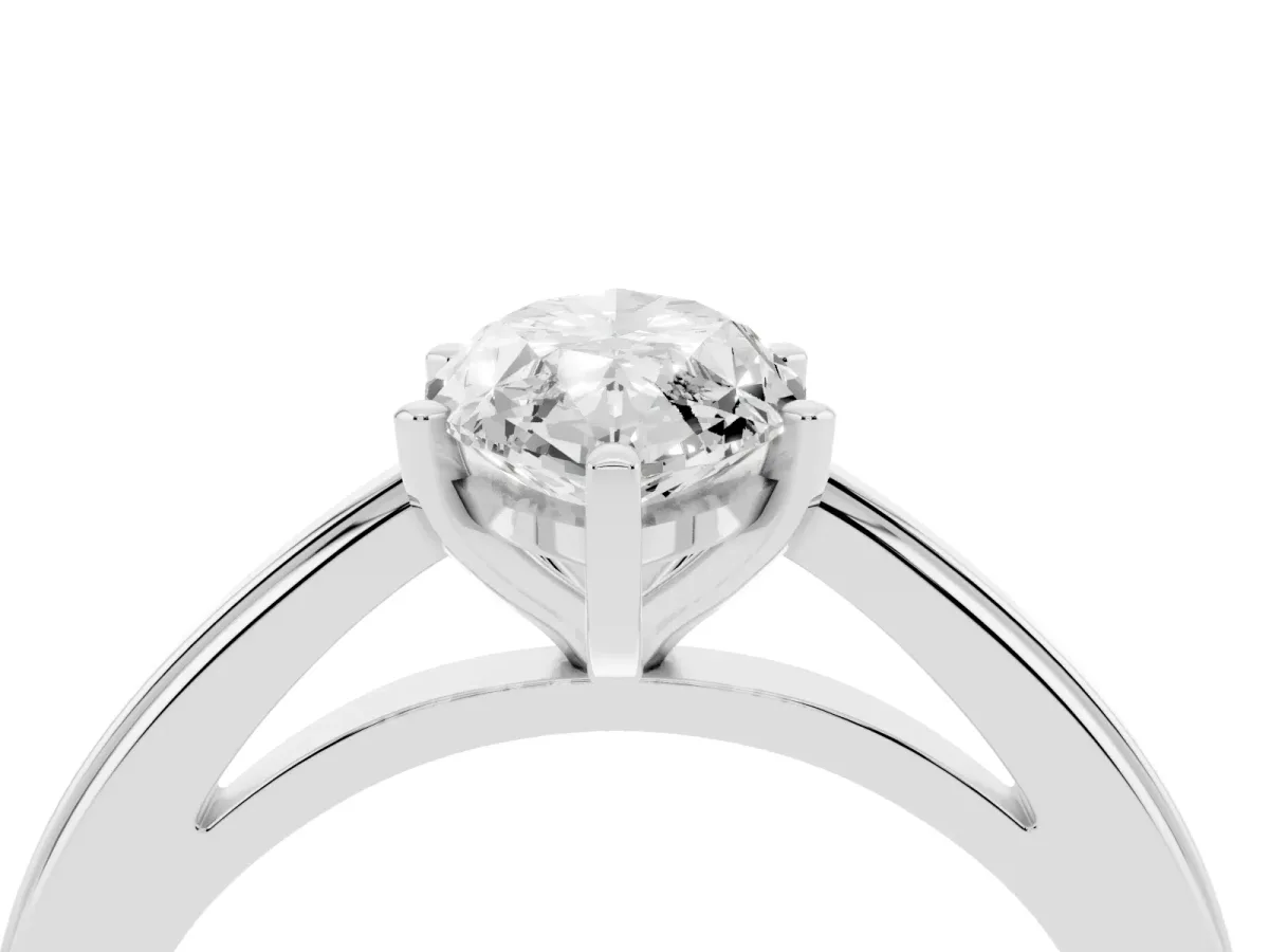 Marquise Cut Solitaire Diamond Ring with Four-Prong Setting and Classic Band Silver