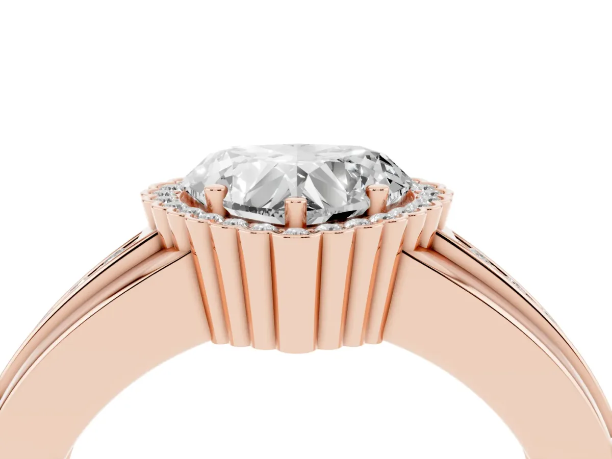 Heart Cut Cut Halo Pave Band Four-Prong Ring Rose gold