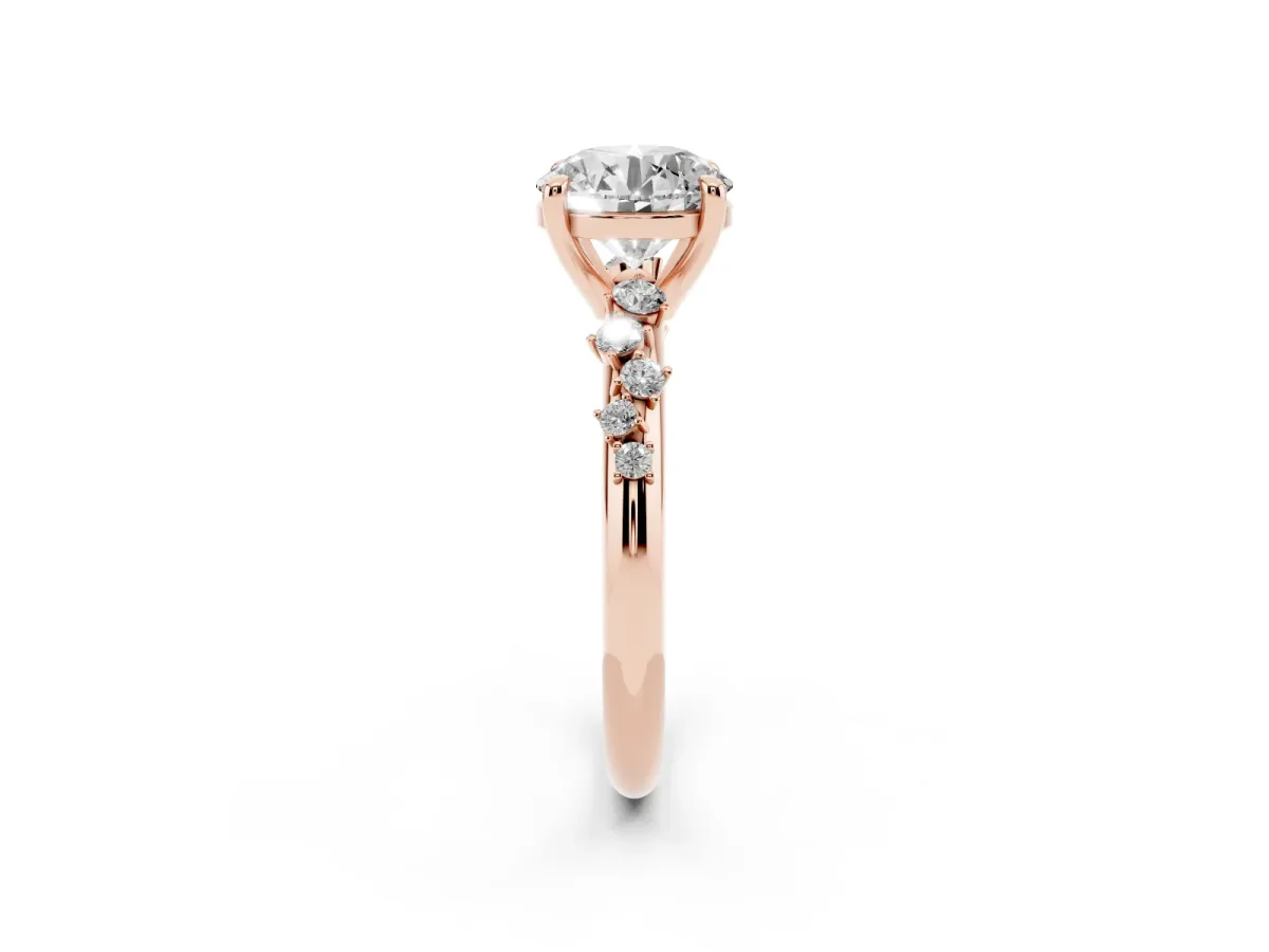 Round Cut Cut Diamond Vine Band with Four-Prong Setting Rose gold