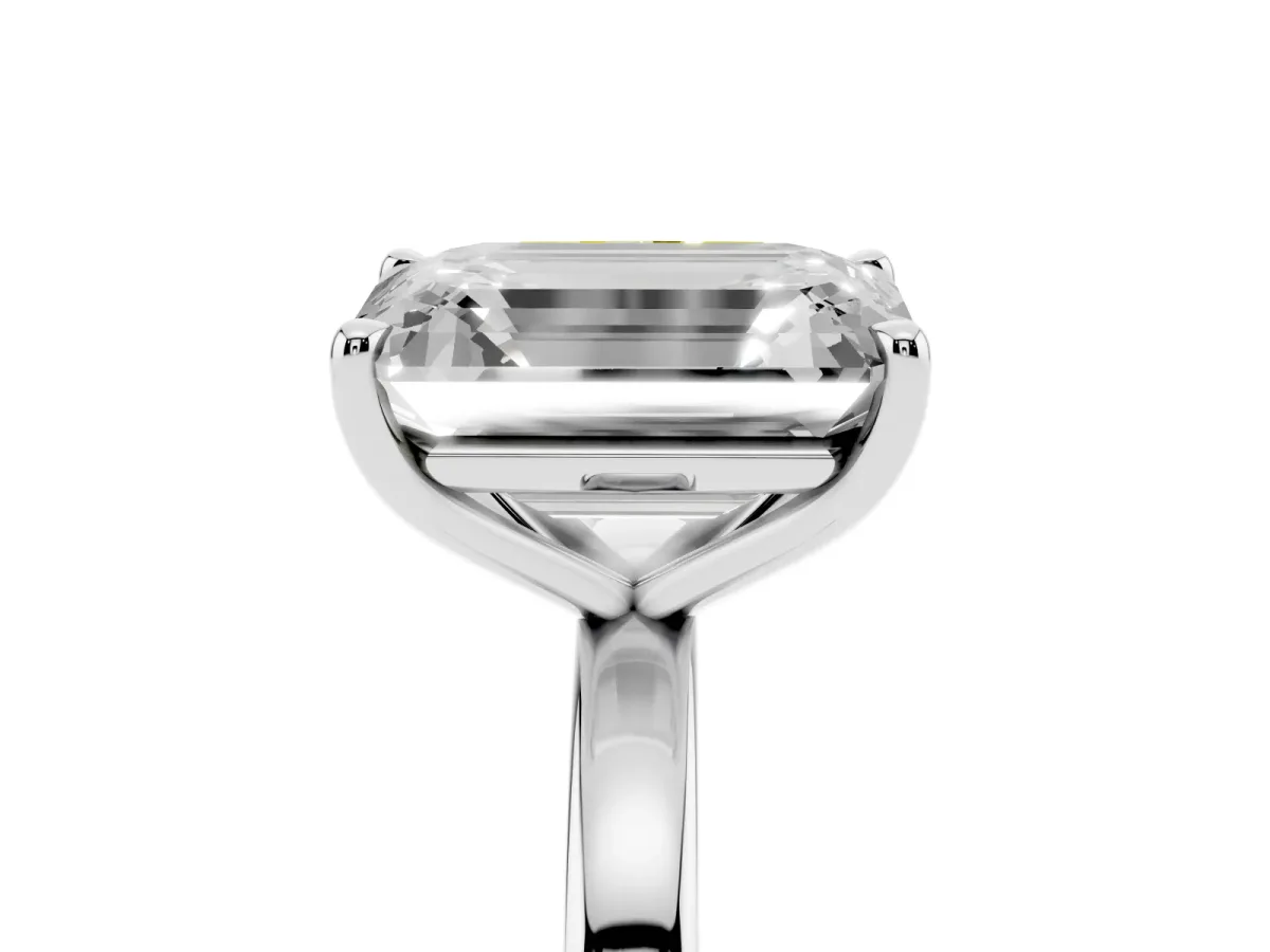 Fancy Yellow Radiant Cut and Emerald Cut Toi Moi Ring with Prong Setting Silver