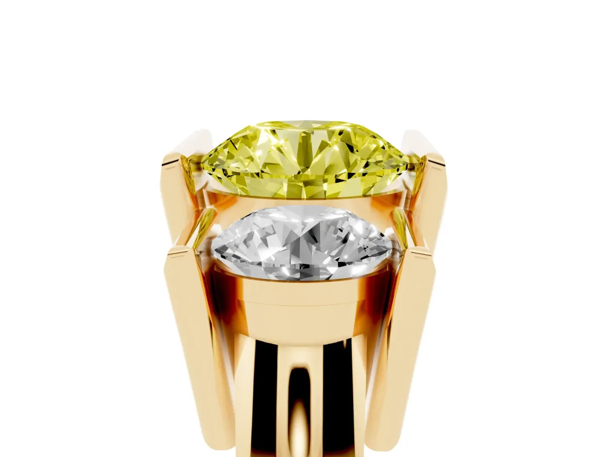 Fancy Yellow Three Stone Round Cut Cut Channel Set Diamond Ring Yellow gold