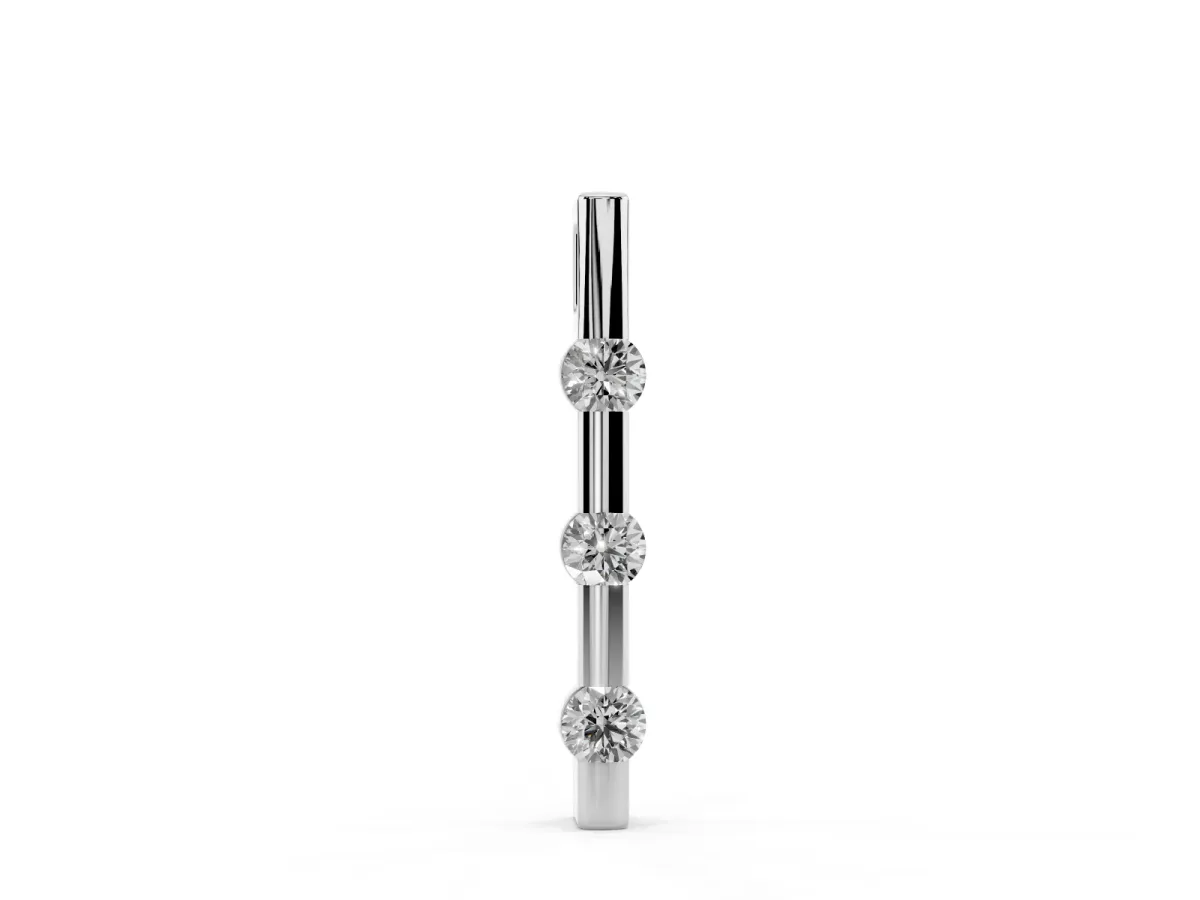 Three-Stone Round Diamond Bar Pendant with Channel Setting Silver