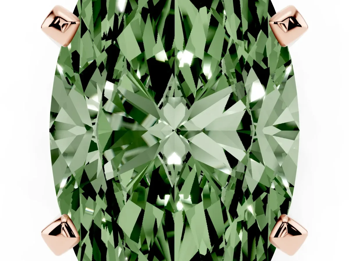 Fancy Green Marquise Cut Diamond Solitaire Ring with Prong Setting and Classic Band Rose gold
