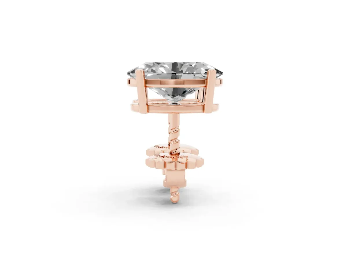 Oval Cut Diamond Stud Earrings Rose gold