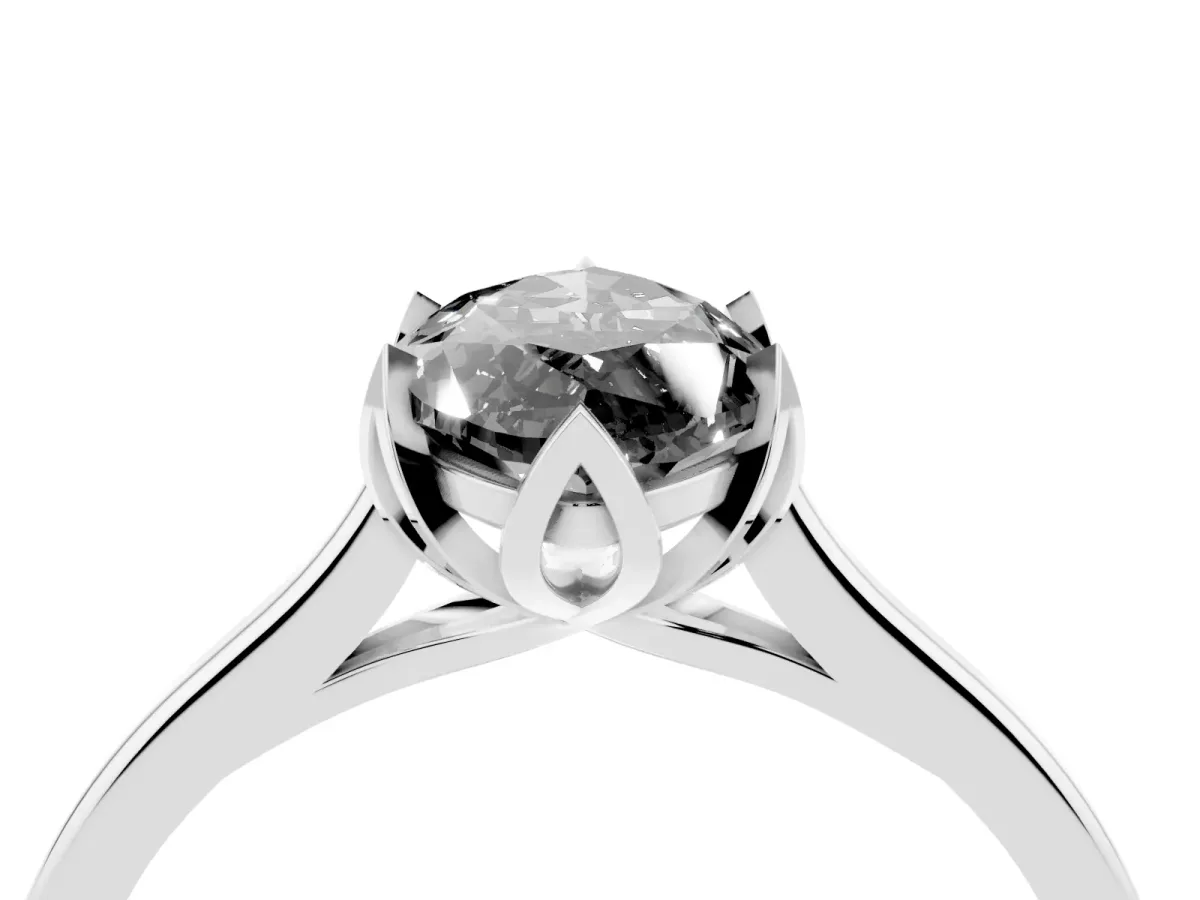 Fancy Black Marquise Cut Diamond Solitaire Ring with Flower Prong Setting and Classic Band Silver