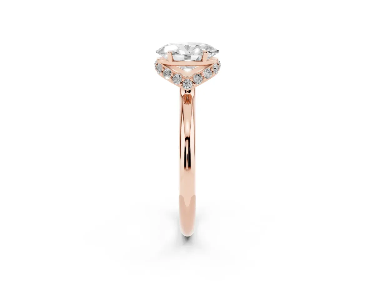 Oval Cut Brilliant Solitaire Engagement Ring with Six-Prong Setting and Classic Band Rose gold