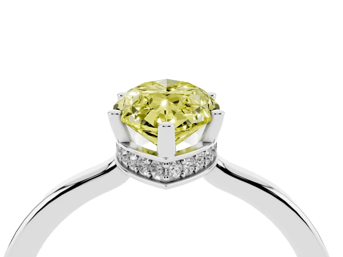 Fancy Yellow Marquise Cut Cut Solitaire Engagement Ring with Four-Prong Setting on a Classic Band Platinum