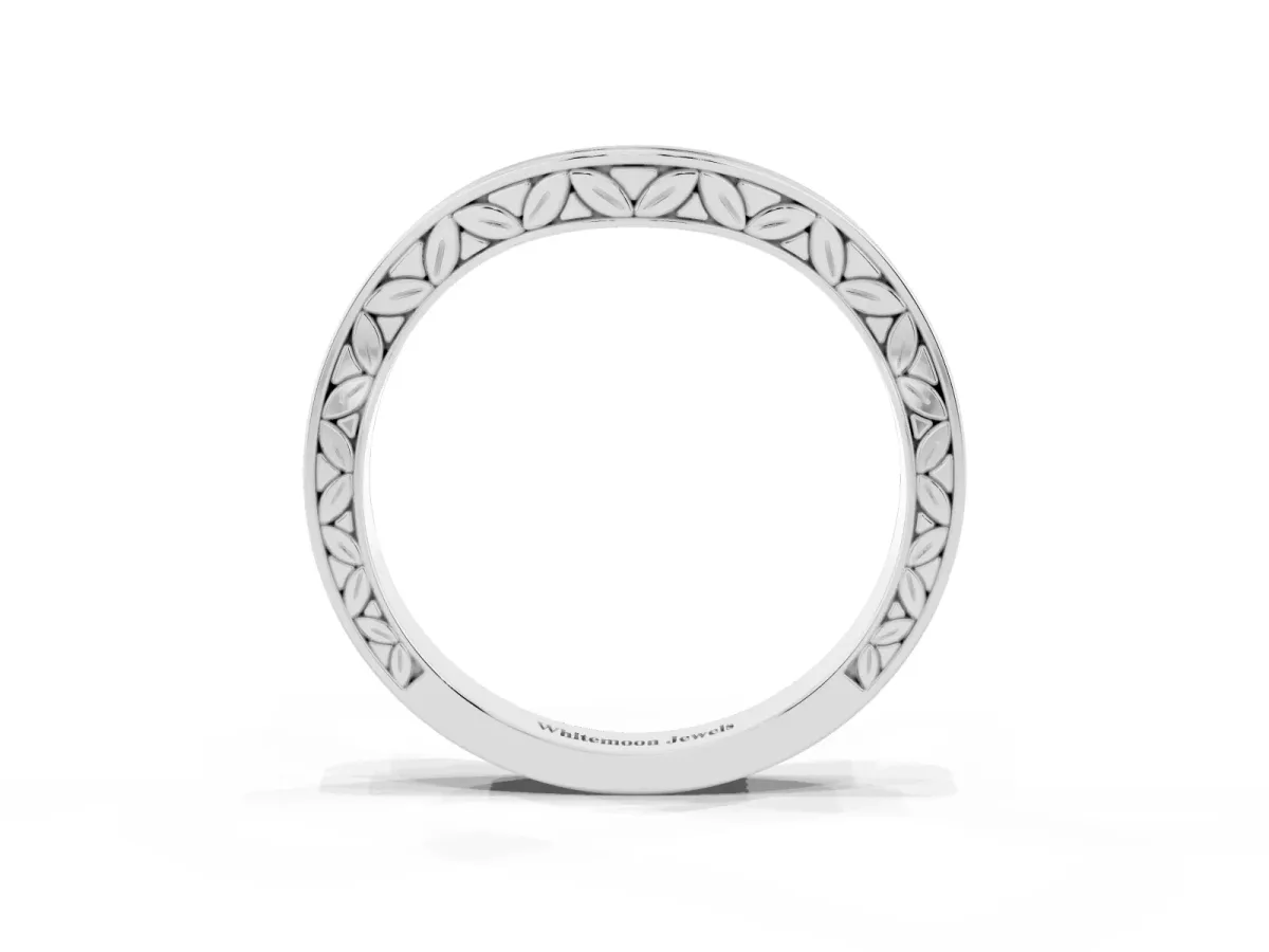Round Cut Channel Set Wave Band with Pavé Setting Platinum