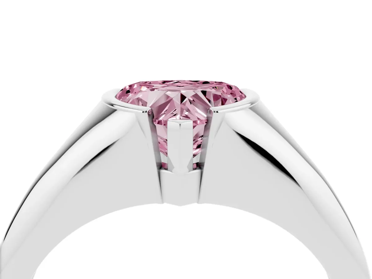 Fancy Pink Heart Cut Solitaire Tension Set Diamond Ring Platinum