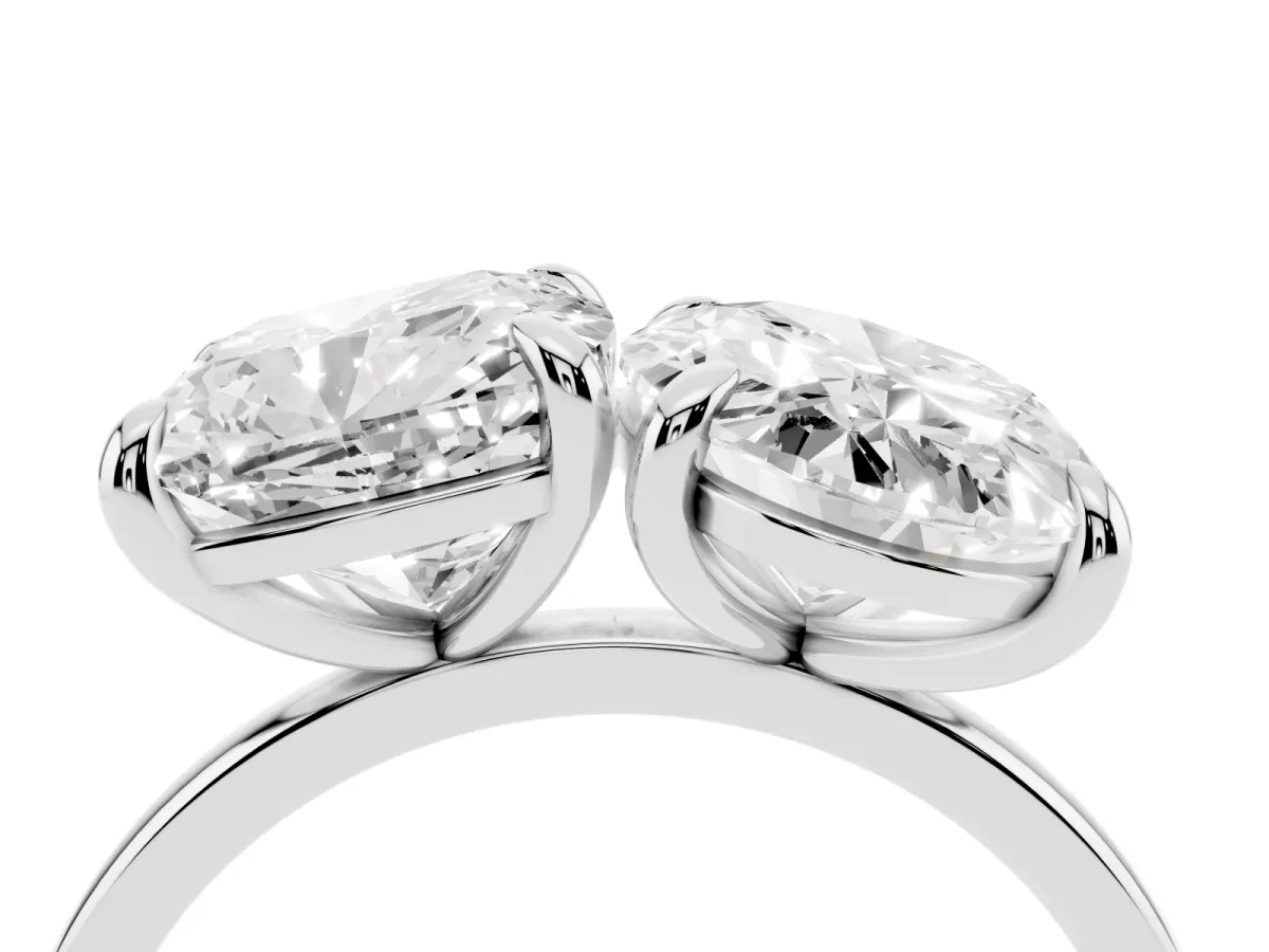 Oval and Cushion Toi Moi Ring with Prong Setting and Plain Band Silver