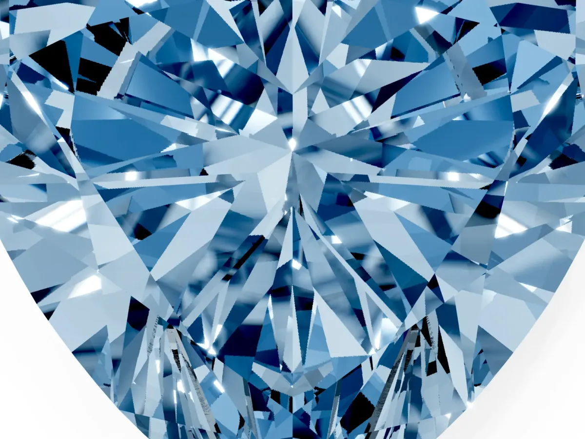 Fancy Blue Heart Cut Cut Double Halo Diamond Engagement Ring with Pave Band and Four-Prong Setting White gold