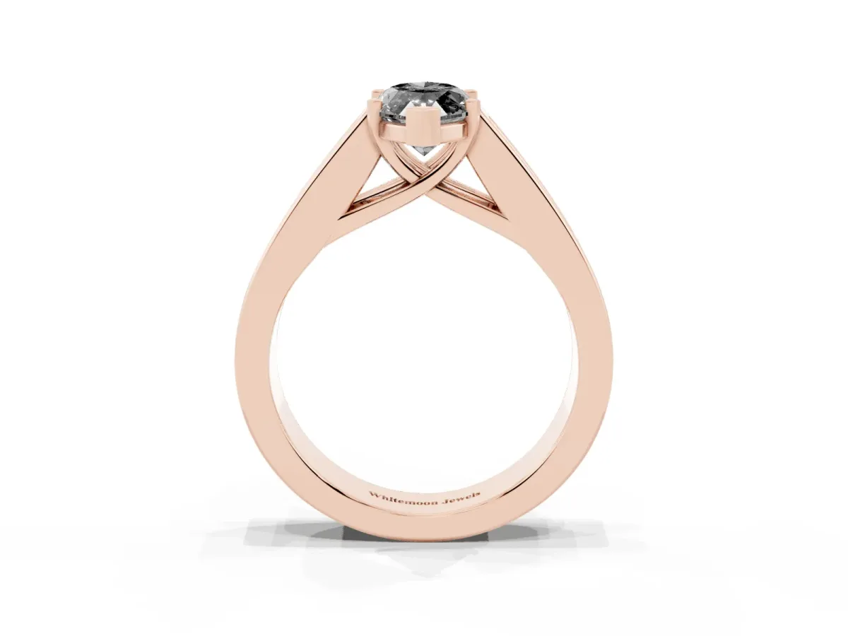 Fancy Black Marquise Cut Cut Channel Set Solitaire Ring with Four-Prong Setting Rose gold