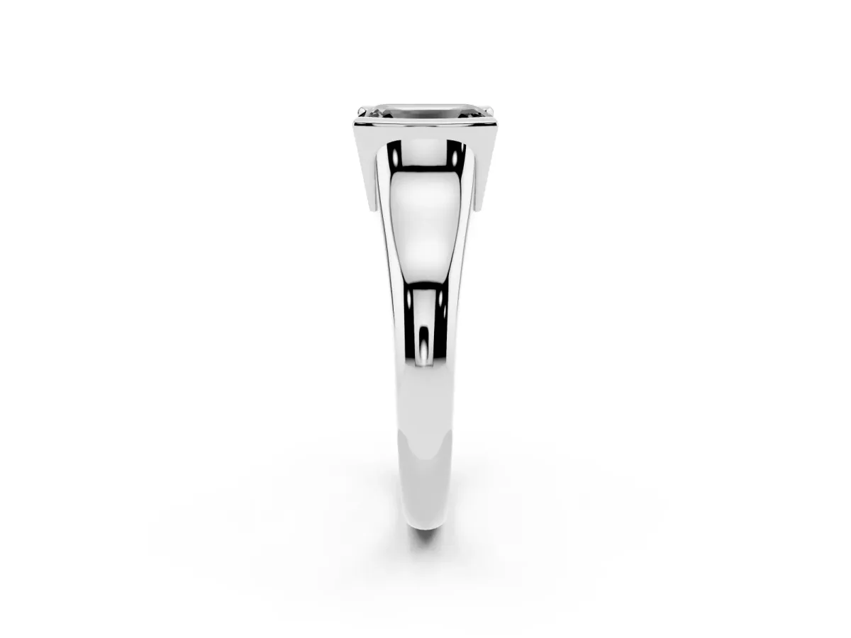 Fancy Black Emerald Cut Solitaire Tension Set Diamond Ring with Split Shank Band Platinum