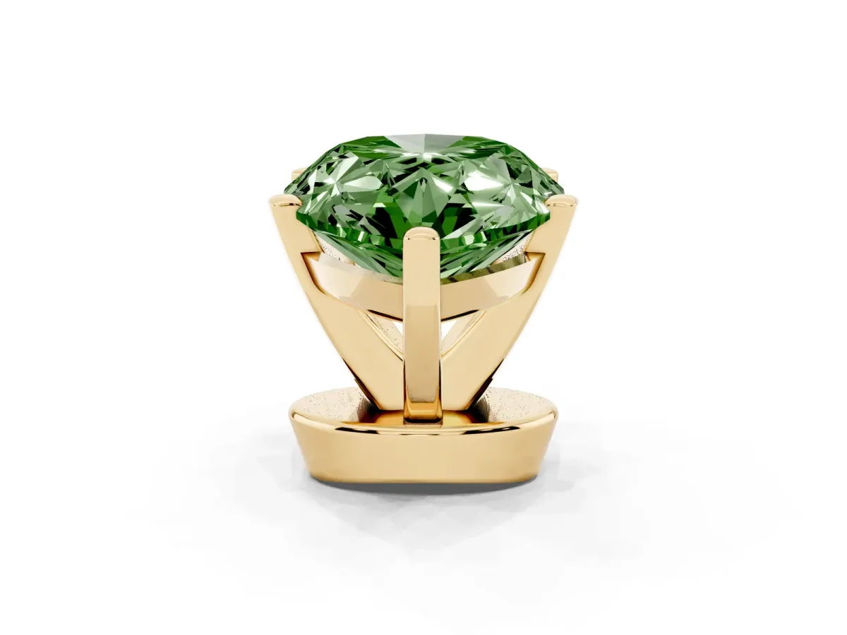 Fancy Green Pear Cut Diamond Solitaire Ring with Prong Setting and Classic Band Yellow gold
