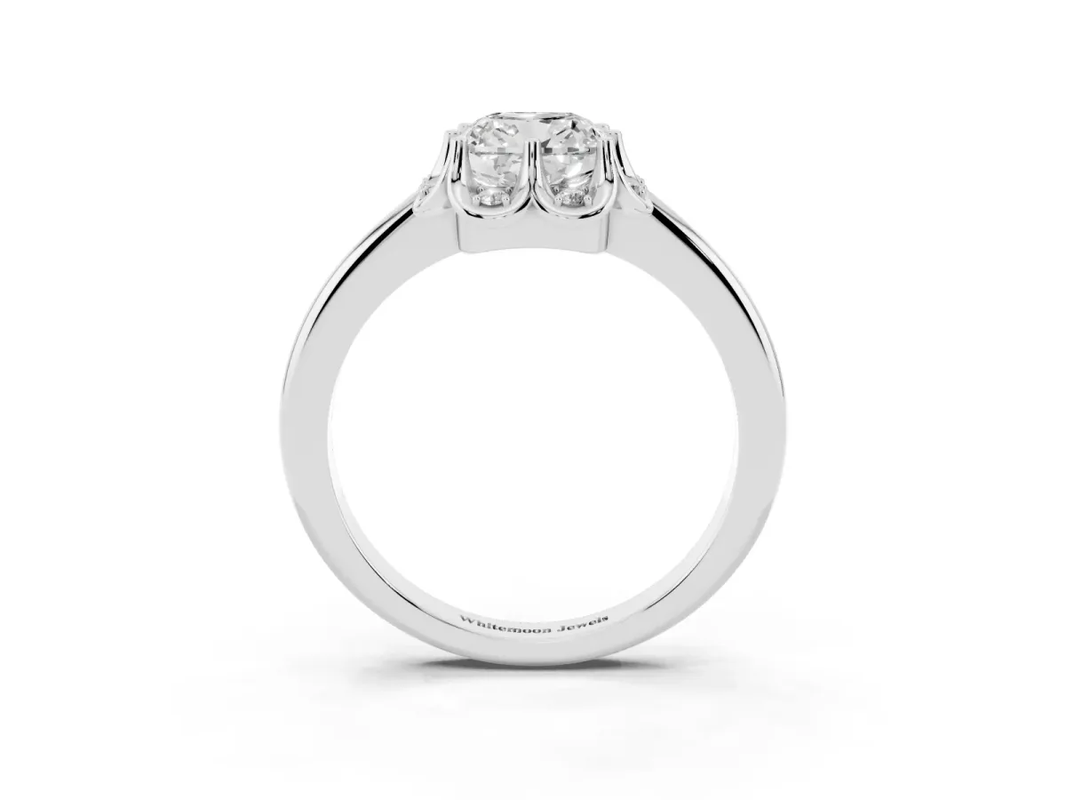 Cushion Cut Halo Diamond Ring with Round Cluster Setting, Solitaire Band, and Four-Prong Setting Platinum
