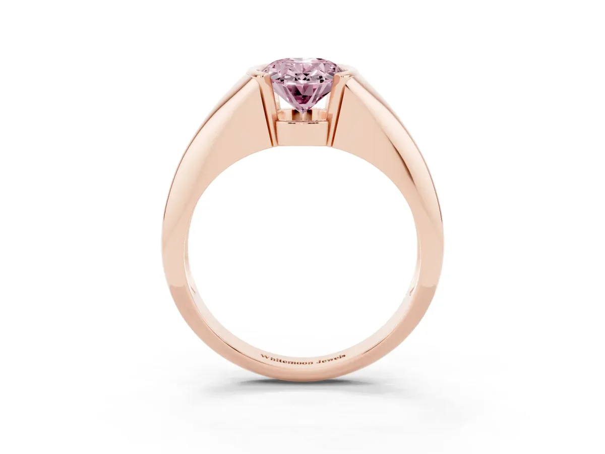 Fancy Pink Oval Cut Solitaire Tension Set Diamond Ring Rose gold