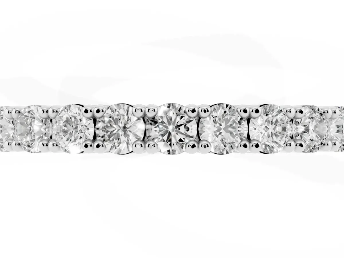 Round Diamond Half-Eternity Band with Shared Prong Setting Platinum