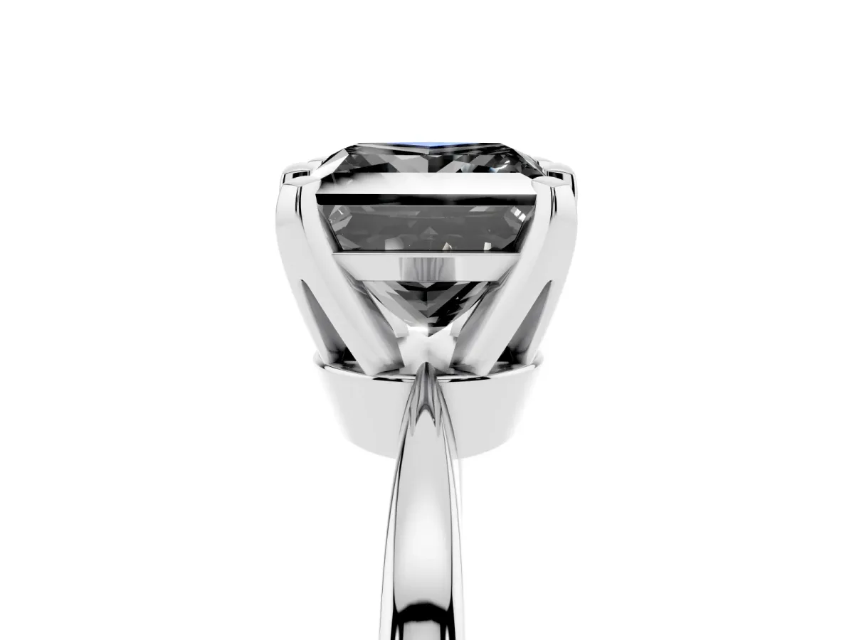 Fancy Black Princess Cut Solitaire Engagement Ring with Six-Prong Setting and Tapered Band Platinum