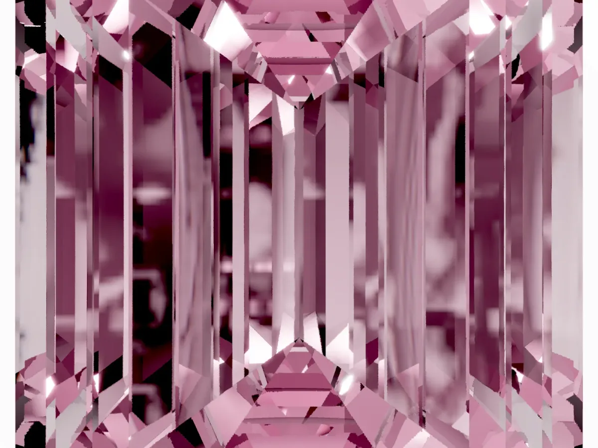 Fancy Pink Emerald Cut Solitaire Twist Band Six-Prong Setting Silver