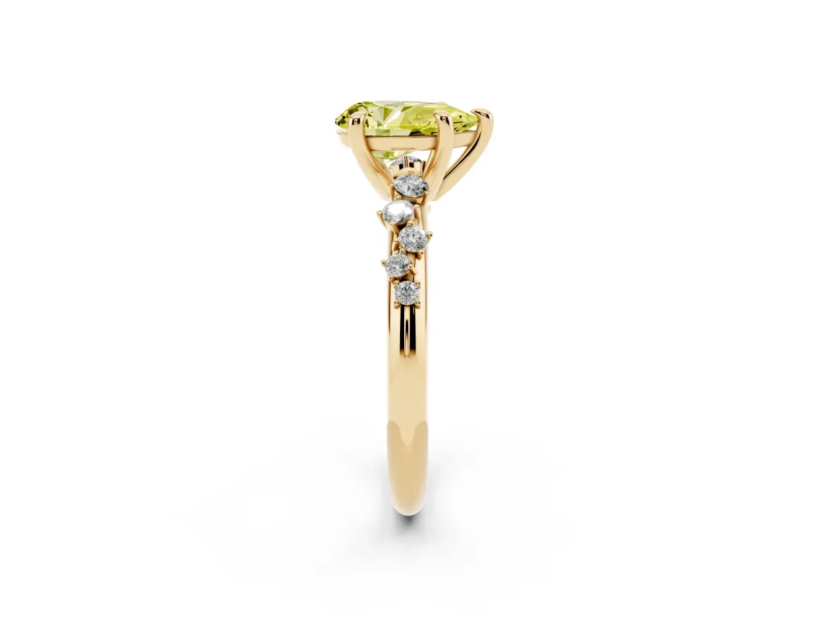 Fancy Yellow Pear Cut Cut Diamond Vine Band with Four-Prong Setting Yellow gold