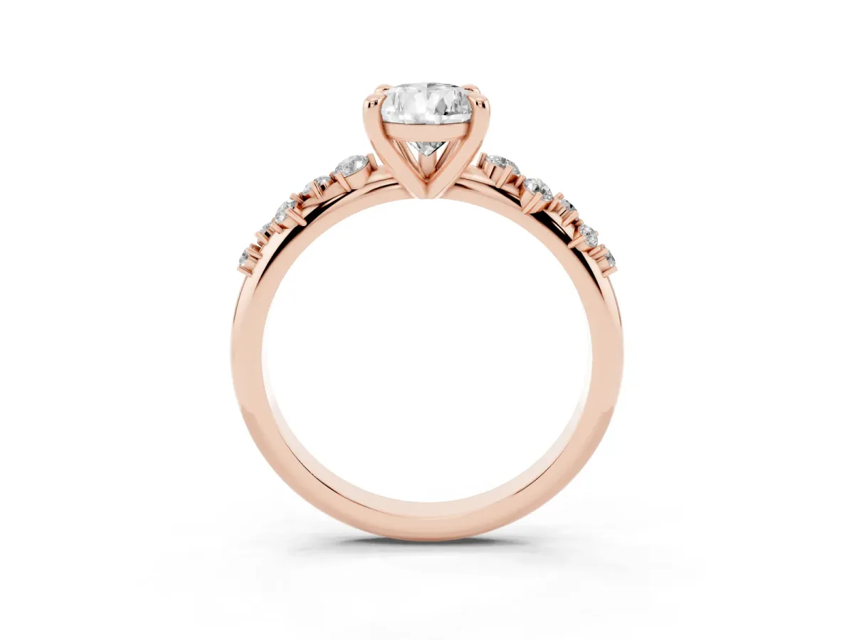Pear Cut Cut Diamond Vine Band with Four-Prong Setting Rose gold