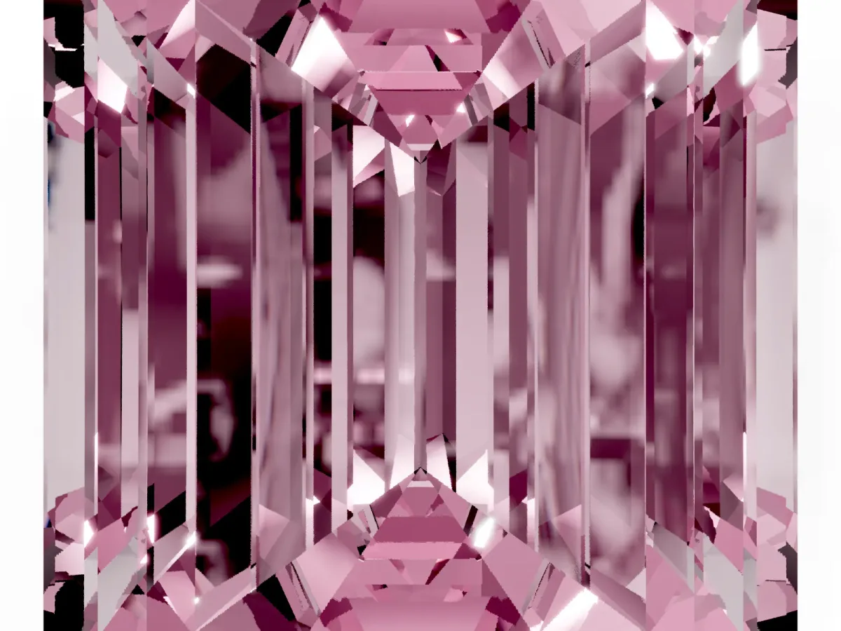 Fancy Pink Emerald Cut Diamond Solitaire Ring with Prong Setting and Classic Band Platinum