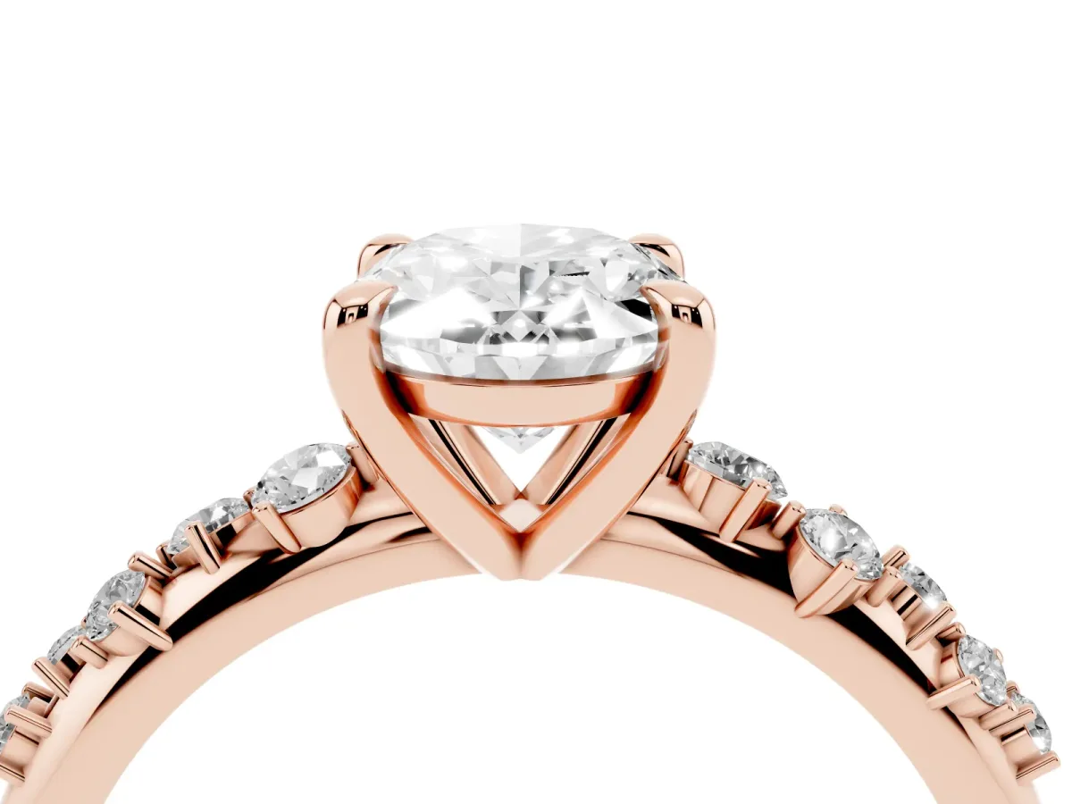 Oval Cut Cut Diamond Vine Band with Four-Prong Setting Rose gold
