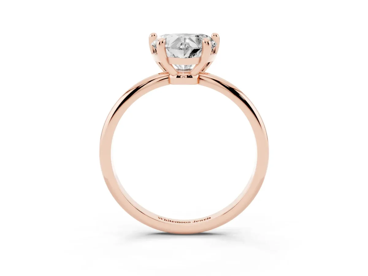 Heart Cut Solitaire Diamond Ring with 4-Prong Setting on a Classic Band Rose gold