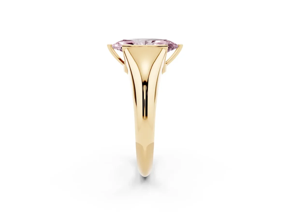 Fancy Pink Marquise Cut Solitaire Tension Set Diamond Ring Yellow gold