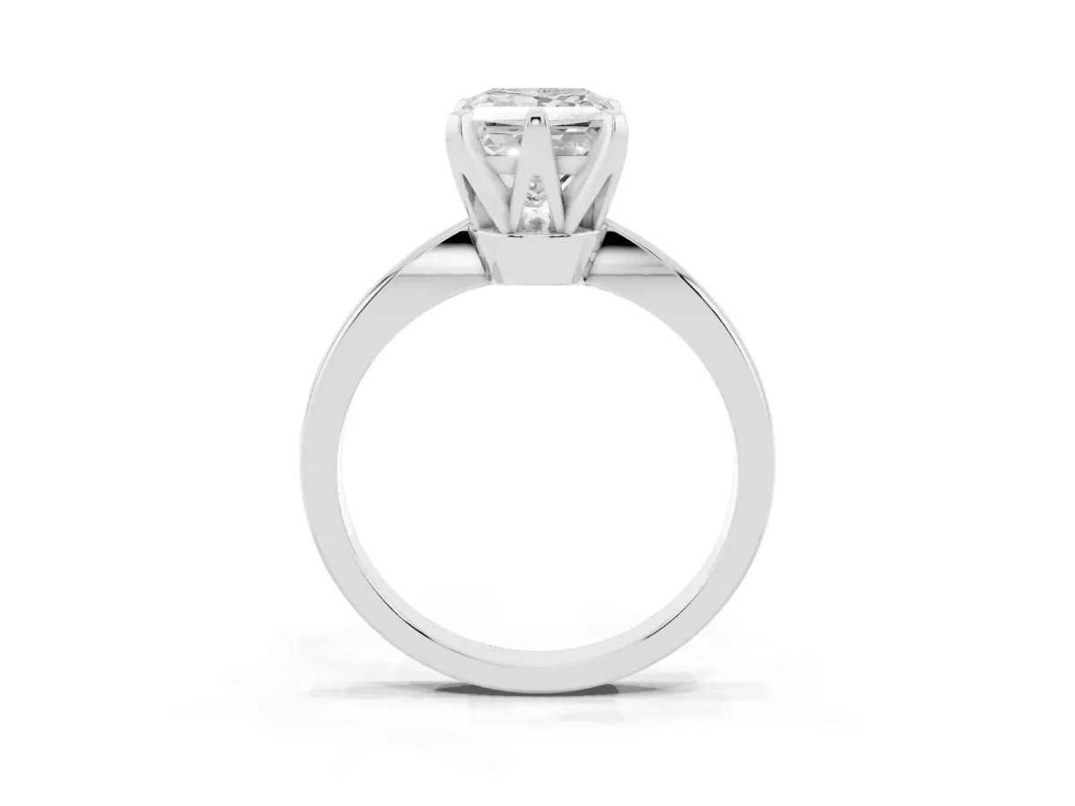 Princess Cut Solitaire Engagement Ring with Six-Prong Setting and Tapered Band White gold