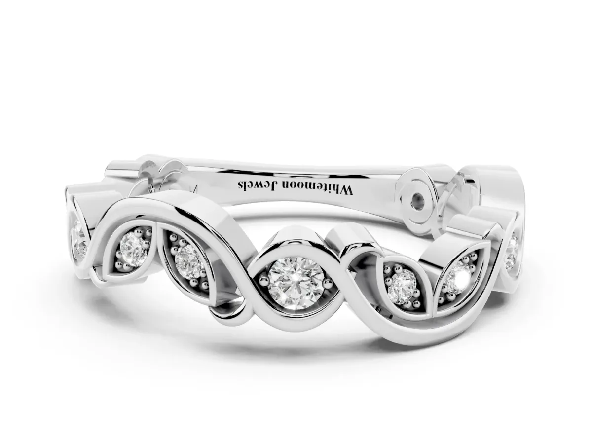 Marquise and Round Diamond Infinity Eternity Band with Bezel Setting White gold
