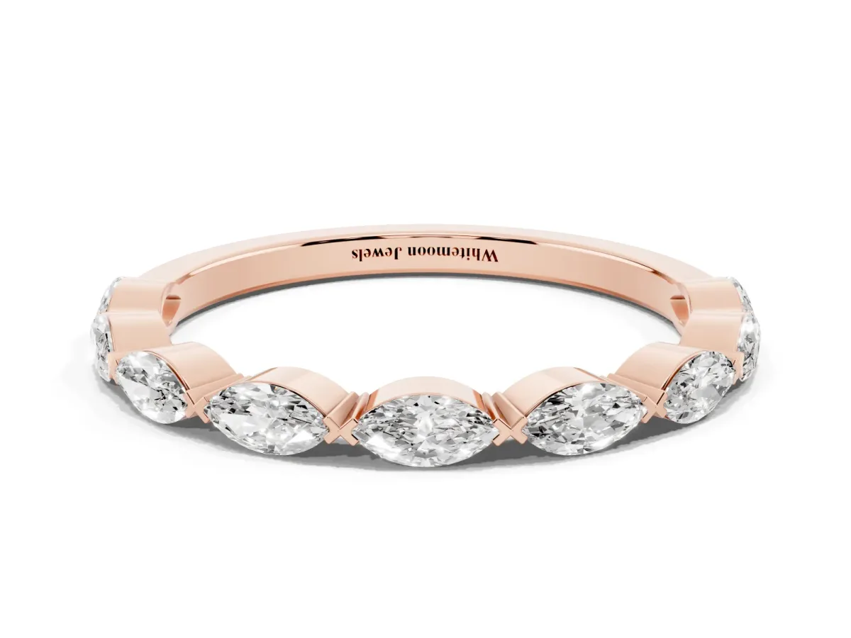 Marquise Diamond Eternity Band with Bezel Setting Rose gold