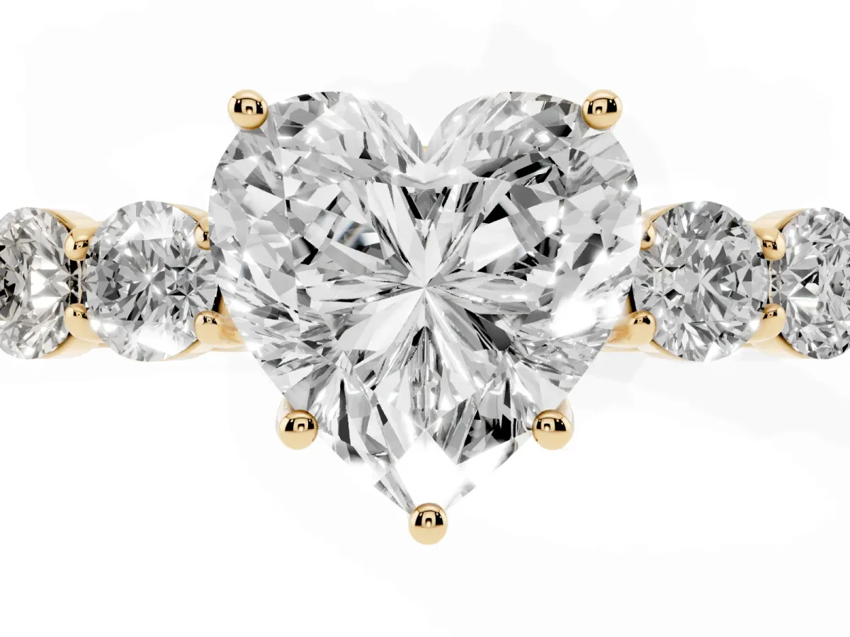 Heart Cut Cut Diamond Five-Stone Prong Set White Gold Ring Yellow gold