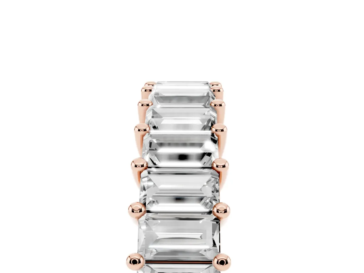 Baguette Cut Eternity Band with Shared Prong Setting Rose gold