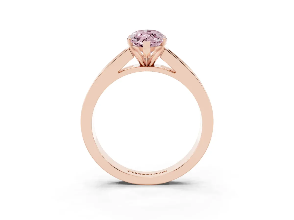 Fancy Pink Marquise Cut Solitaire Diamond Ring with Channel-Set Band and Four-Prong Setting Rose gold