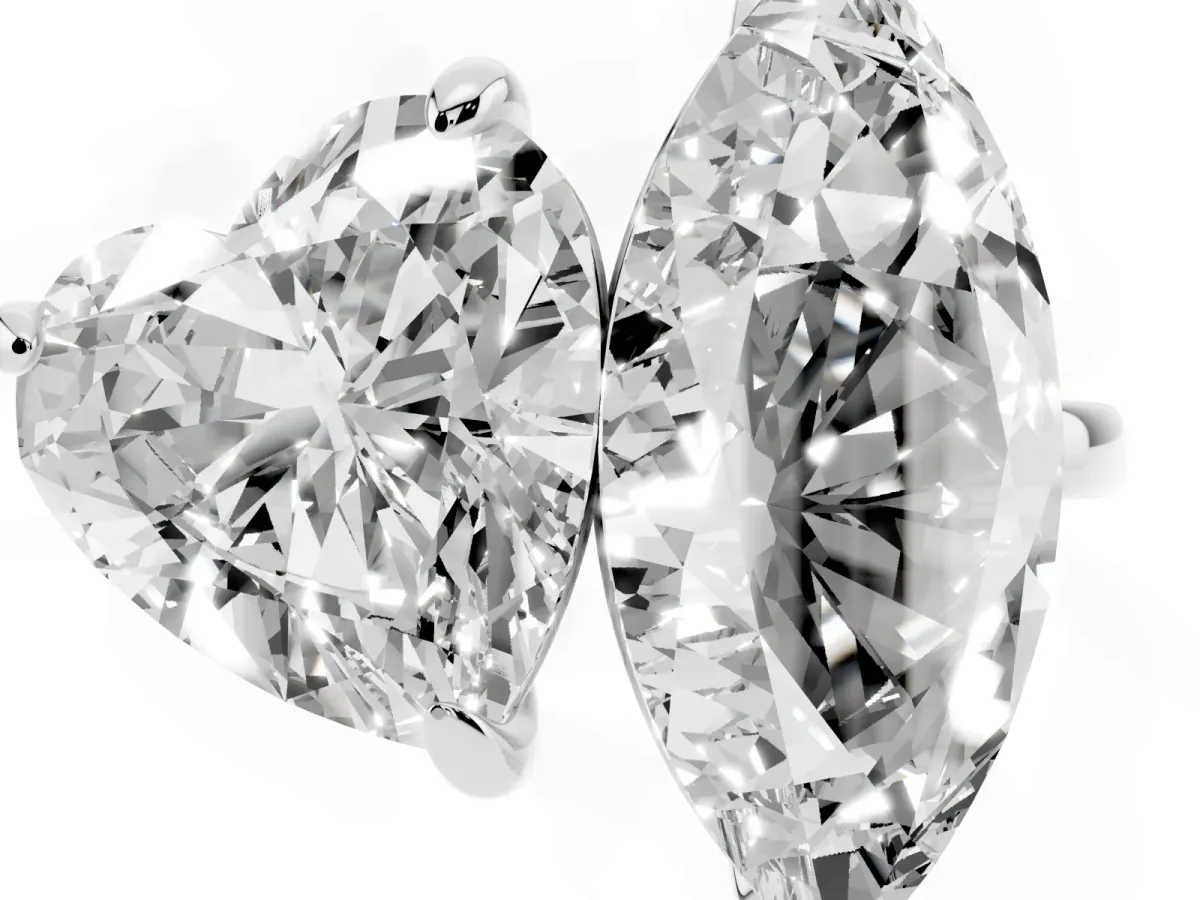 Heart and Marquise Toi Moi Ring with Prong Setting and Micro Pave Band White gold