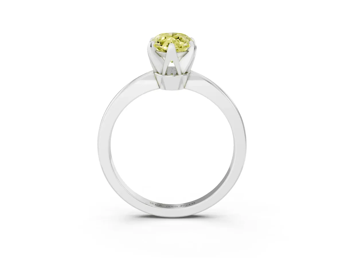Fancy Yellow Marquise Cut Solitaire Engagement Ring with Six-Prong Setting and Tapered Band Silver