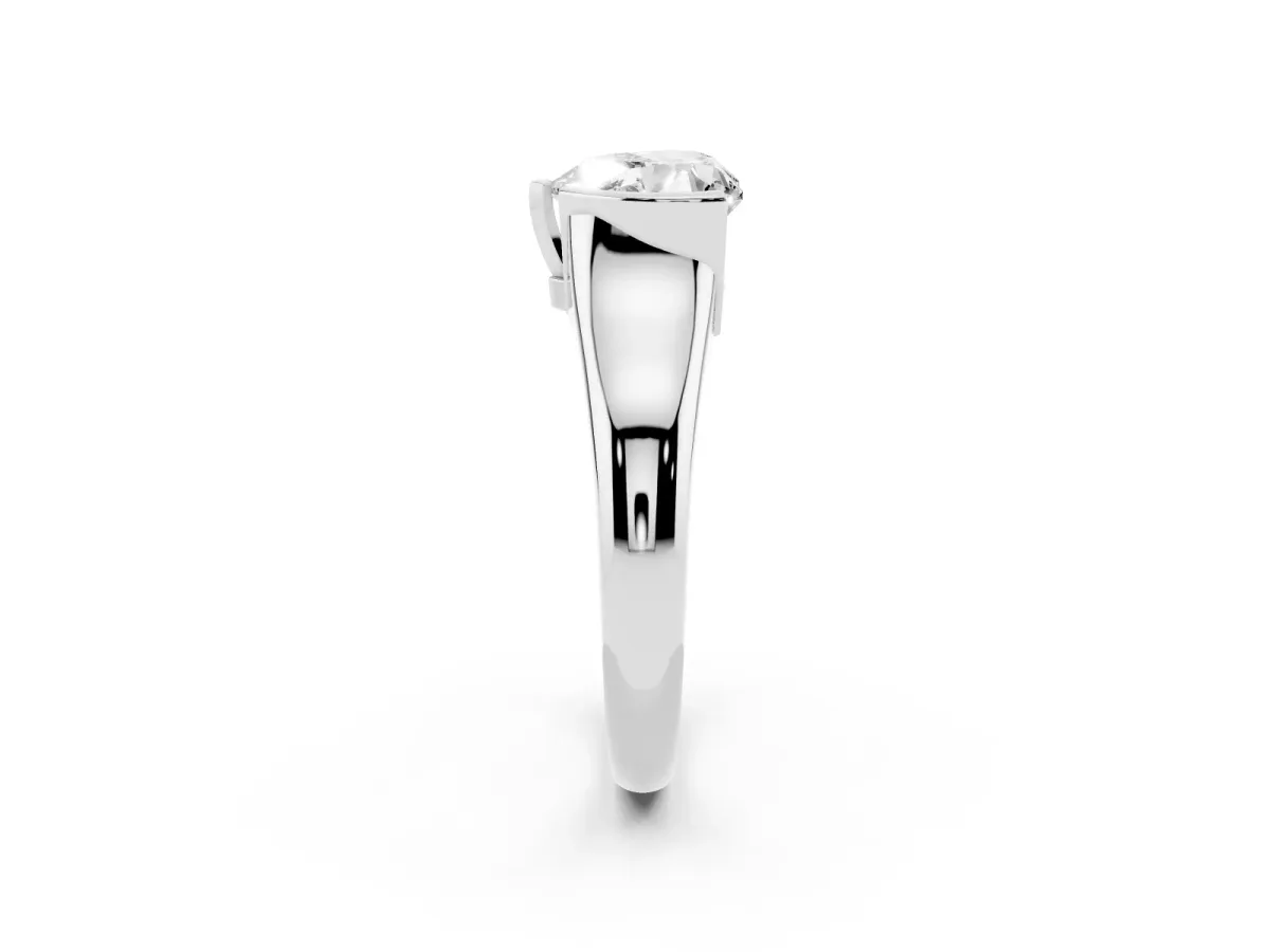Heart Cut Solitaire Tension Set Diamond Ring with Split Shank Band Platinum