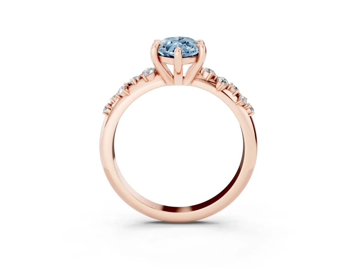 Fancy Blue Marquise Cut Cut Diamond Vine Band with Four-Prong Setting Rose gold