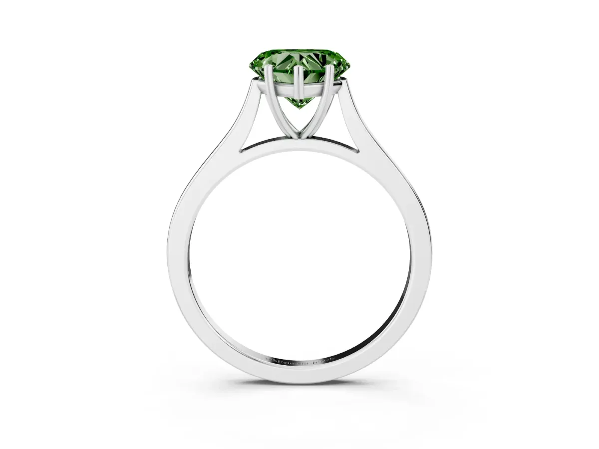 Fancy Green Heart Cut Solitaire Heart Prong Engagement Ring with Tapered Band White gold