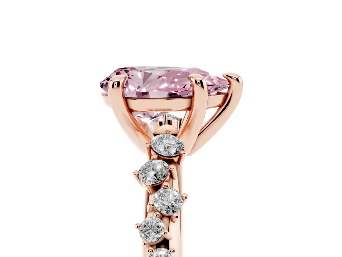 Fancy Pink Pear Cut Cut Diamond Vine Band with Four-Prong Setting Rose gold