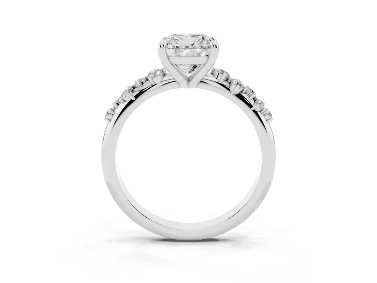 Cushion Cut Cut Diamond Vine Band with Four-Prong Setting Platinum