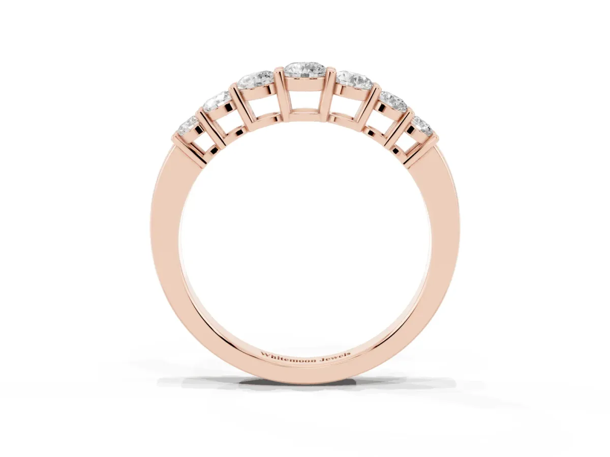Round Diamond Prong-Set Half-Eternity Band Rose gold