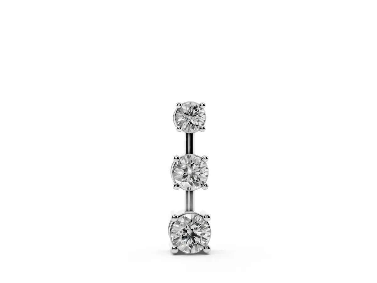 Round Diamond Triple Bar Pendant with Four-Prong Setting Silver
