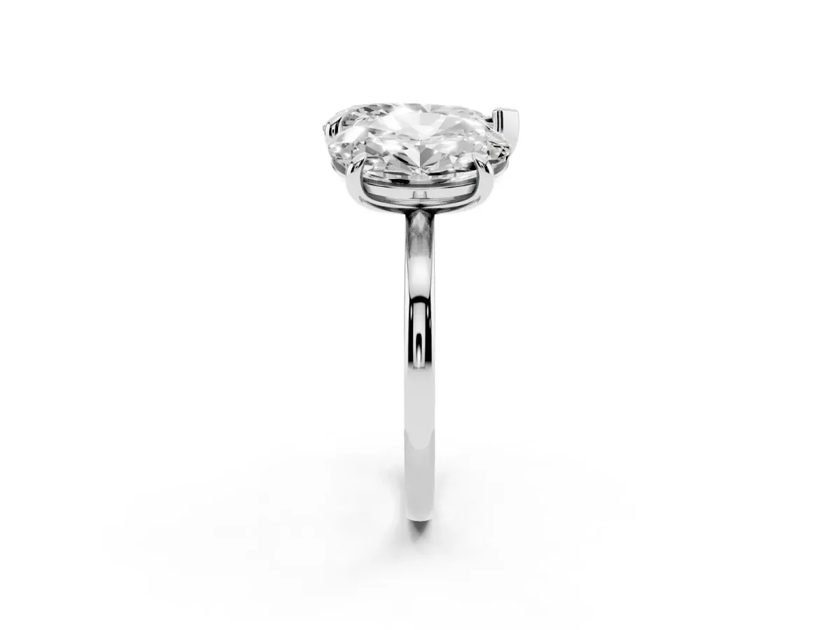 Oval and Pear Toi Moi Ring with Prong Setting and Plain Band White gold