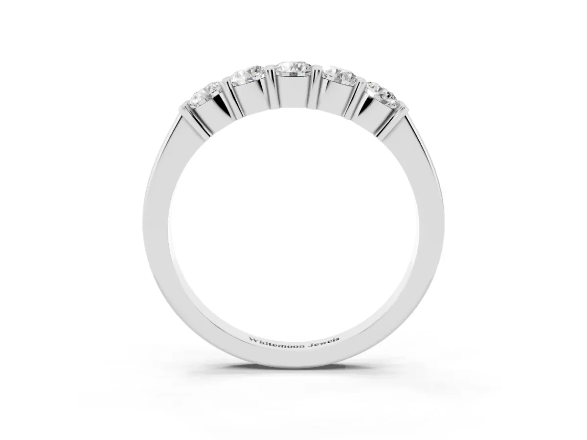 Round Cut Diamond Prong Set Half-Eternity Band Silver