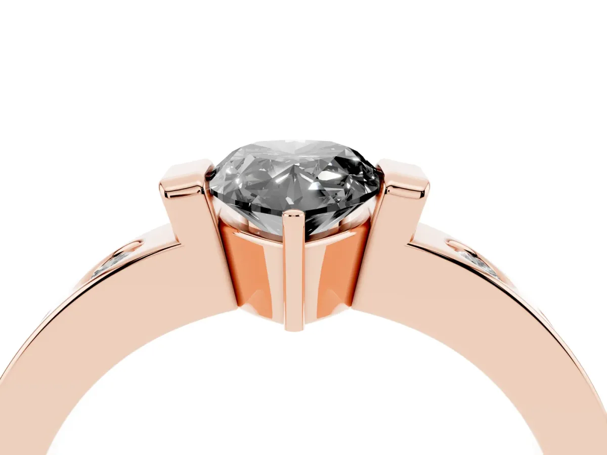 Fancy Black Pear Cut Brilliant Channel-Set Diamond Ring with Bezel Prong Setting Rose gold